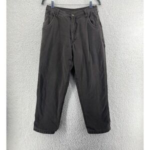 Key Polar King Carpenter Pants Brown 32x27 Canvas Relaxed Fleece Lined Workwear
